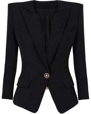 Balmain Grain De Poudre 1-Button Jacket - Black