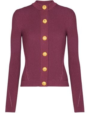 Balmain Fine Knit Cardigan With Buttons - Red