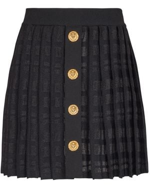 Balmain Short Pleated Skirt - Black