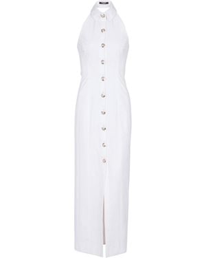 Balmain Robe Bodycon Dos-Nu En Popeline - Blanc