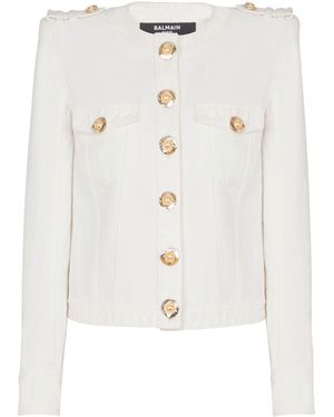 Balmain Cropped Cotton Canvas Jacket - White