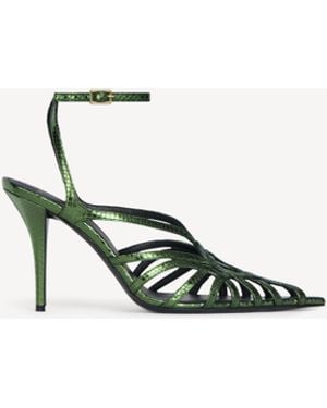 Balmain Python-Effect Leather Cage Sandals - White