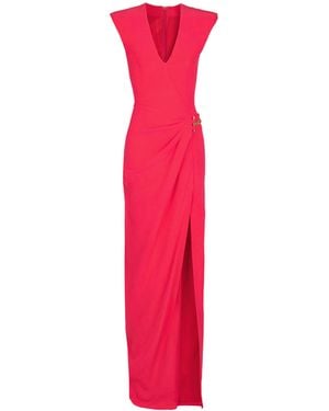 Balmain Long Crepe Dress With Embellished Detail - Pink