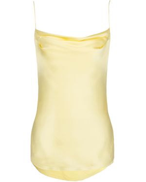 Balmain Silk Satin Top With Thin Straps - Yellow