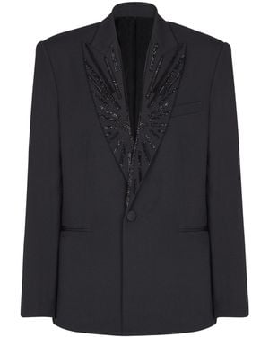 Balmain Grain De Poudre 1-Button Jacket - Blue