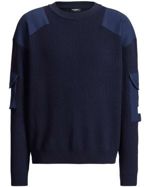Balmain Wool Vintage Utility Sweater - Blue