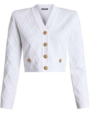 Balmain Cropped Knit Cardigan - White