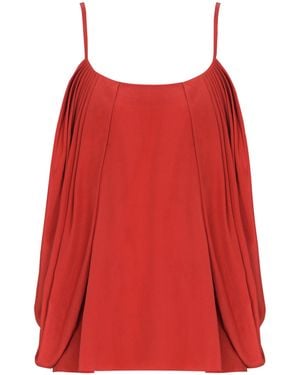 Balmain Draped Silk Crepe Top - Red