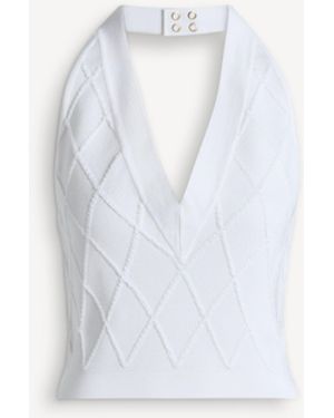Balmain Quilted Knit Halterneck Top - White