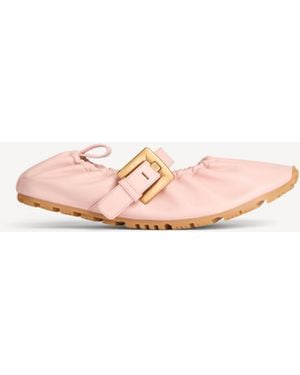 Balmain Anthem Smooth Leather Ballet Flats - Pink