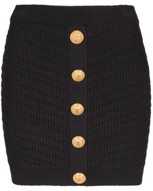 Balmain Buttoned Knit Short Skirt - Black