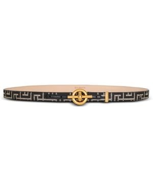 Balmain Monogram Jacquard T-Bar Belt - White
