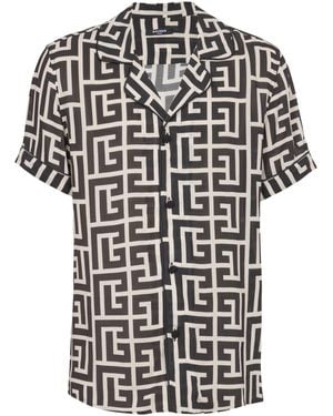 Balmain Pyjama Shirt With Monogrammed Print - Black