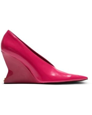 Balmain Shiny Lambskin Wedge Pumps - Pink