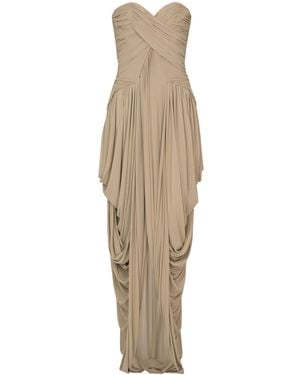 Balmain Draped Strapless Jumpsuit - Natural