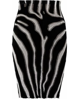 Balmain Zebra-Print Velvet Pencil Skirt - Black