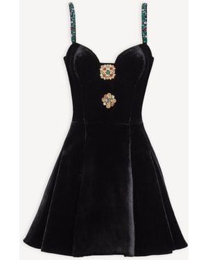 Balmain Embellished Strappy Velvet Dress - Black