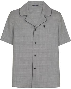 Balmain Short-Sleeved Prince Of Wales Shirt - Grey