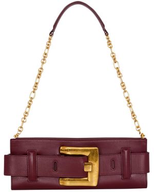 Balmain Anthem Calfskin Leather Clutch - White