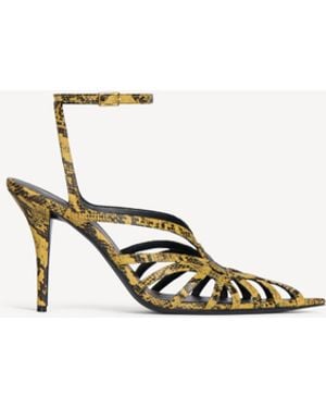 Balmain Python-Effect Leather Cage Sandals - Metallic