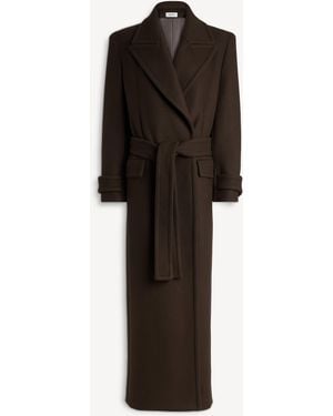 Balmain Belted Wool Cloth Coat - Black
