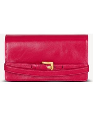 Balmain Shuffle Calfskin Wallet With Chain - Red