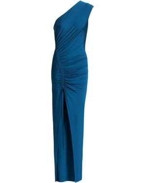 Balmain Long Draped Jersey Dress - Blue