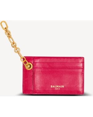 Balmain Pulse Lambskin Leather Card Holder - Pink
