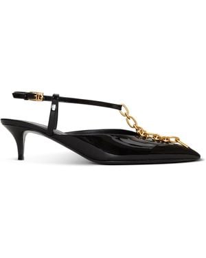 Balmain Sync Chain Kitten Slingbacks - White