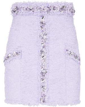 Balmain Tweed Skirt With Embroidered Details - Purple