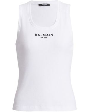 Balmain Paris Embroidered Vest Top - White