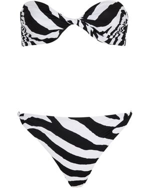 Balmain Bikini Mit Zebramuster - Weiß