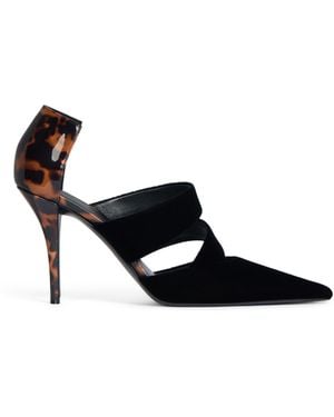 Balmain Velvet And Printed Patent Leather Court Shoes - White