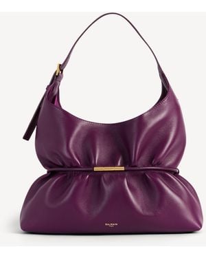 Balmain Mittelgroße Tasche Sphynx Aus Glattleder - Lila