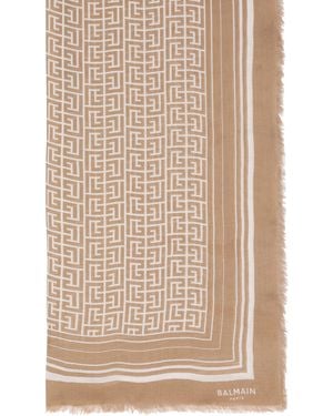 Balmain Monogrammed Scarf - Natural