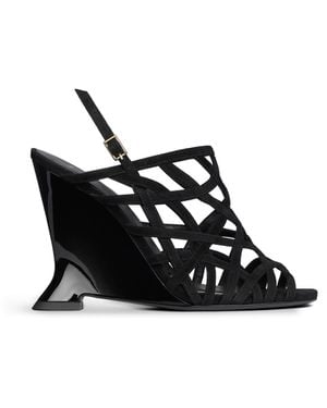 Balmain Wedge Cage Sandals - Black