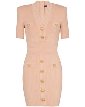 Balmain Knitted Dress With Buttons - White