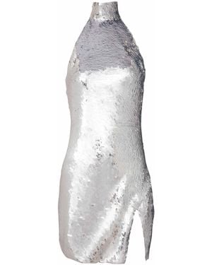 Balmain Short Sequinned Halterneck Dress - White