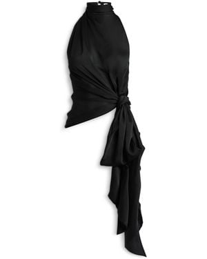 Balmain Top Dos-Nu En Mousseline De Soie - Noir