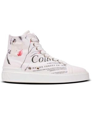 Balmain B-Court High-Top Sneakers With Beauty Print - White