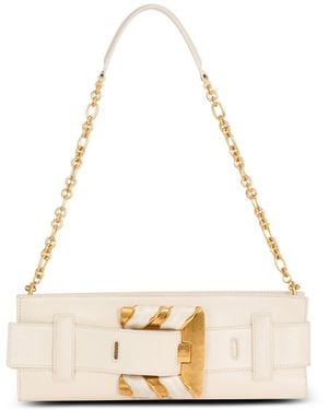 Balmain Anthem Lambskin And Enamel Clutch - White