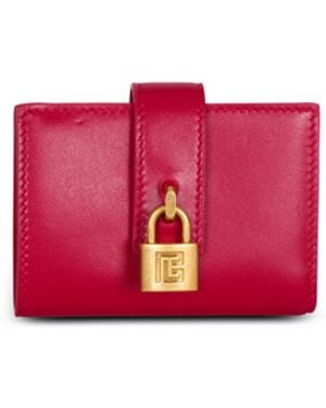 Balmain Pulse Leather Purse - Red