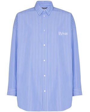 Balmain Relaxed Shirt With Stripes - Blue