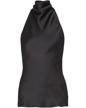 Balmain Backless Crepe Satin Top - Black