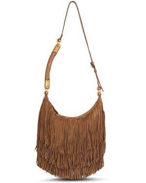 Balmain Ebene Hobo Fringes-Suede Leather - Brown