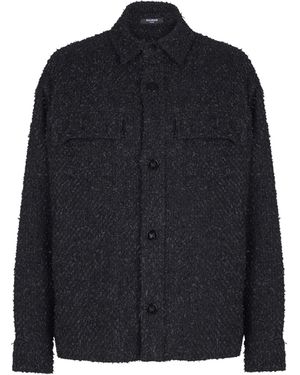 Balmain Monogram Tweed Overshirt - Blue