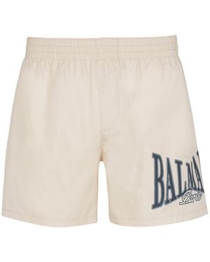 Balmain Printed Swim Shorts - White
