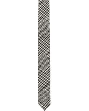 Balmain Slim Wool Tie With Prince Of Wales Print - White