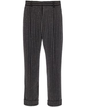 Balmain Straight-Leg Trousers With Crystal Stripes - Black