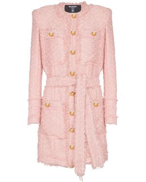 Balmain Sequinned Tweed Edge-To-Edge Jacket - Pink